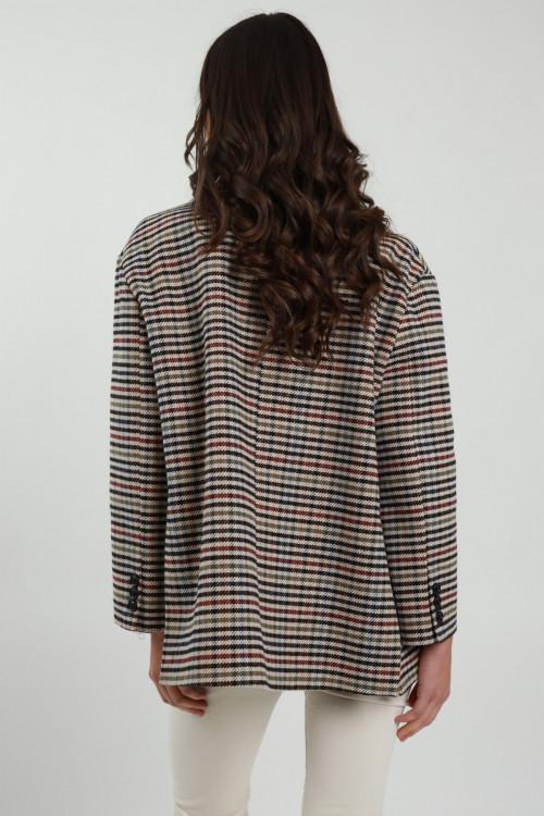 Susy Mix Giacca Over Check con Spille Saldi Di Fabbrica