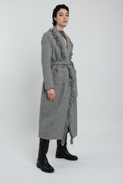 Susy Mix Cappotto con Frange Soddisfazione Garantita