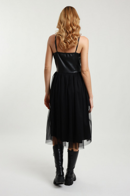 Susy Mix Abito Ecopelle e Tulle Presa