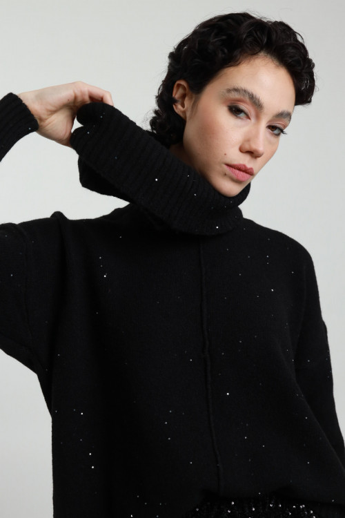 Susy Mix Maglia Collo Rimovibile con Micro Paillettes Vendita Calda