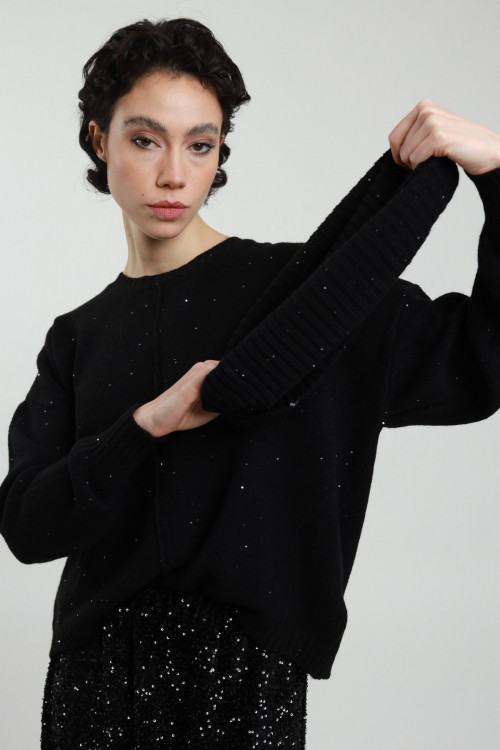 Susy Mix Maglia Collo Rimovibile con Micro Paillettes Vendita Calda