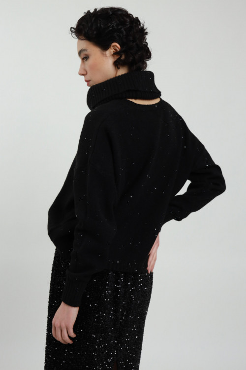 Susy Mix Maglia Collo Rimovibile con Micro Paillettes Vendita Calda