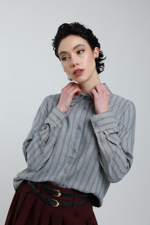 Susy Mix Camicia Gessata Over Consegna Veloce