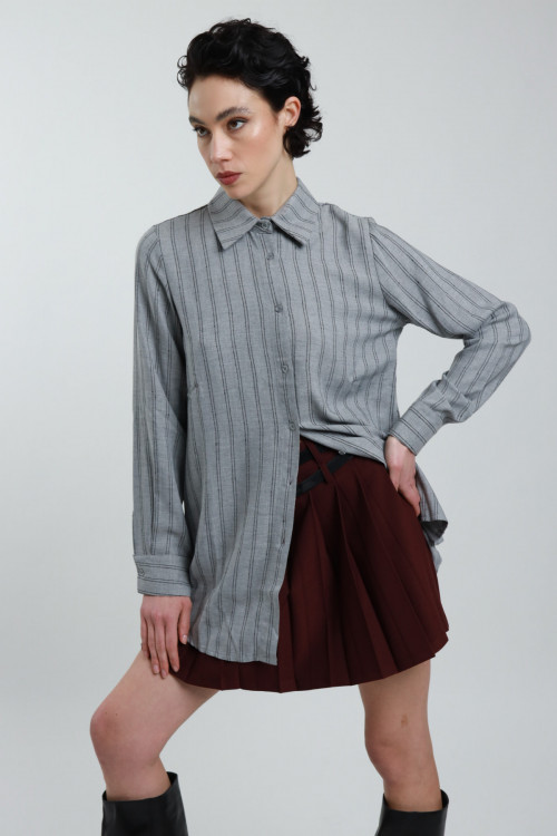 Susy Mix Camicia Gessata Over Consegna Veloce