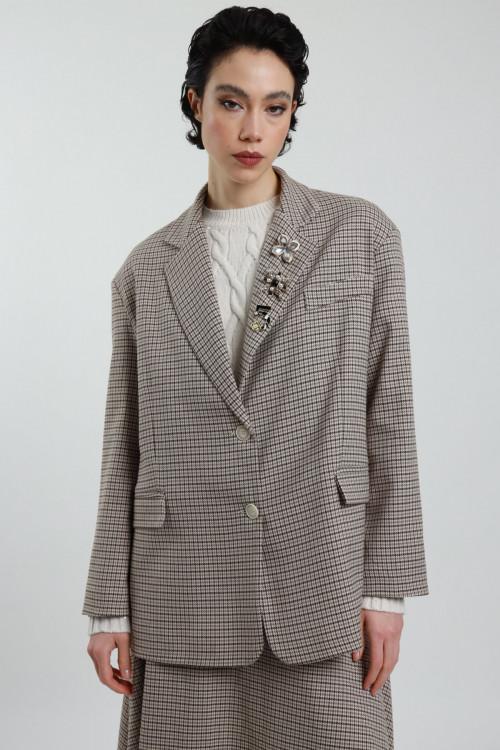 Susy Mix Blazer Over Pied de Poule Prezzo Ridotto