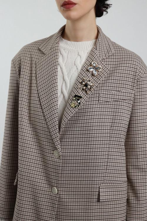 Susy Mix Blazer Over Pied de Poule Prezzo Ridotto