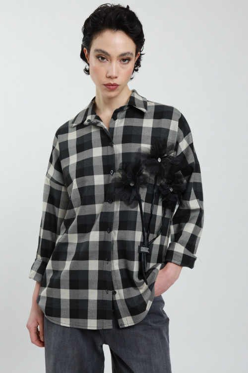 Susy Mix Camicia Quadri con Fiori Convenienza