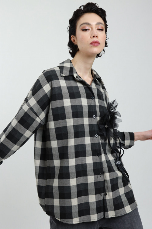 Susy Mix Camicia Quadri con Fiori Convenienza