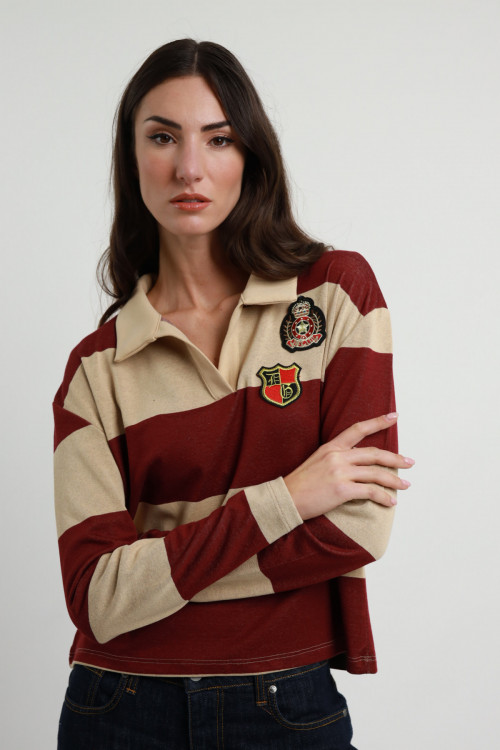 Susy Mix Polo Rigata Maniche Lunghe Vendite Flash
