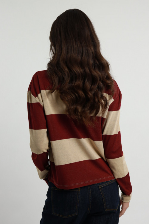 Susy Mix Polo Rigata Maniche Lunghe Vendite Flash