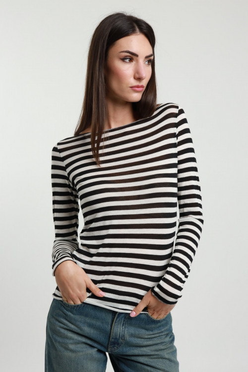 Susy Mix Maglia Righe Scollo Barchetta Soddisfazione Garantita