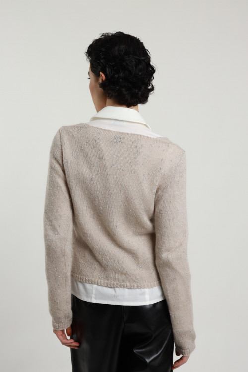 Susy Mix Maglia Scollo V con Punti Luce Outlet