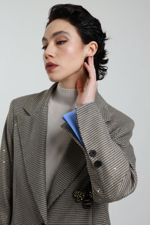 Susy Mix Blazer Pied de Poule con Micro Paillettes Soddisfazione Garantita