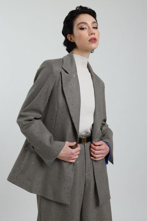 Susy Mix Blazer Pied de Poule con Micro Paillettes Soddisfazione Garantita