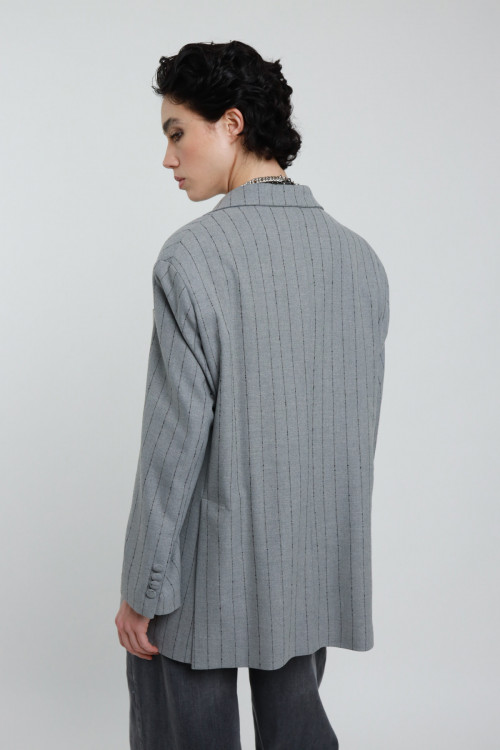 Susy Mix Blazer Over Gessato Qualità Garantita