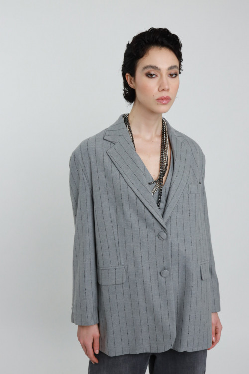 Susy Mix Blazer Over Gessato Qualità Garantita