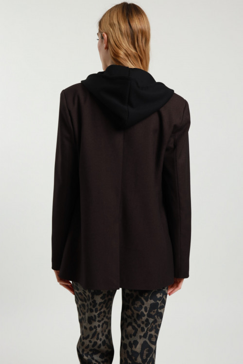 Susy Mix Blazer con Spilla e Cappuccio Hotsell