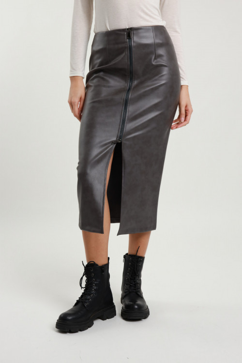 Susy Mix Gonna Midi Ecopelle Moda