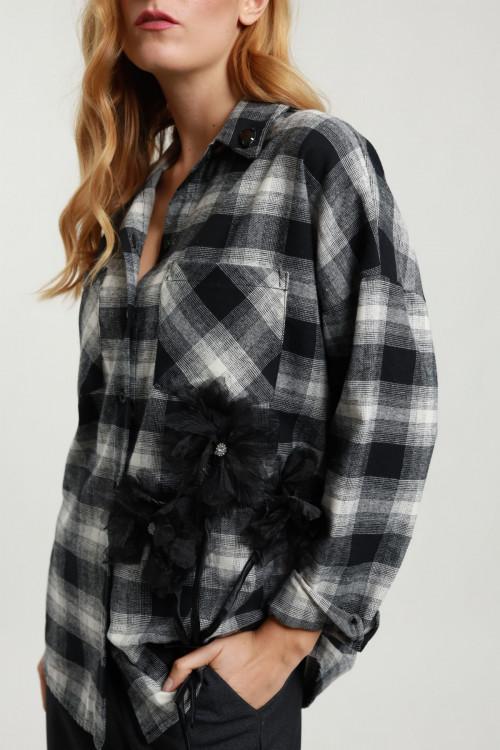 Susy Mix Camicia Check con Fiori Promozione temporanea