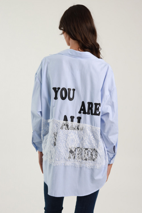 Susy Mix Camicia Gessata 'You Are All I Need' Super sconto