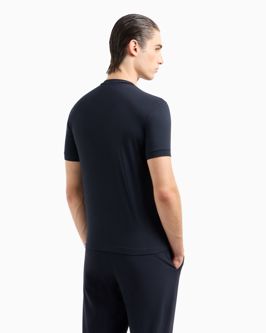 ﻿The world of armani T-SHIRT GIROCOLLO ICON IN JERSEY DI VISCOSA STRETCH Vendita Economica