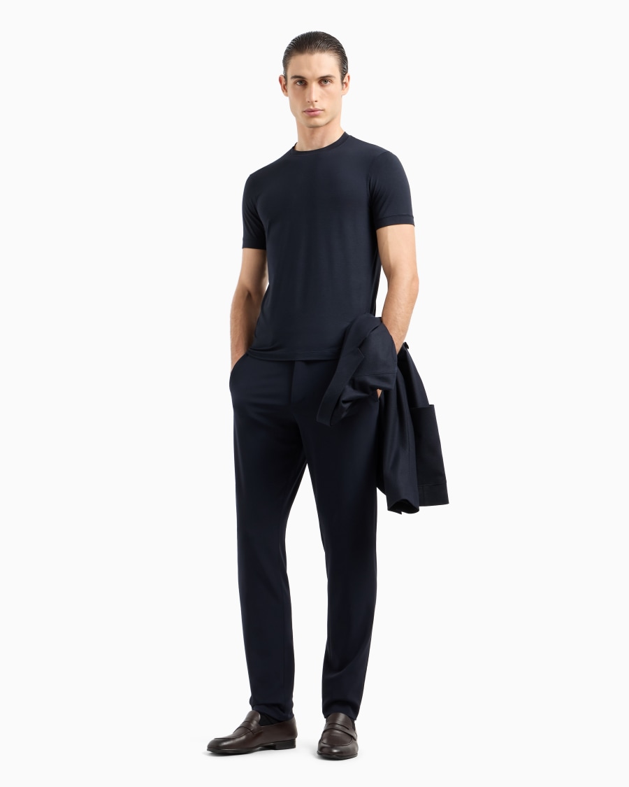 ﻿The world of armani T-SHIRT GIROCOLLO ICON IN JERSEY DI VISCOSA STRETCH Vendita Economica