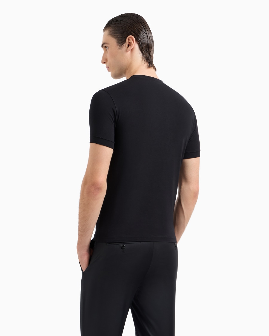 The world of armani T-SHIRT GIROCOLLO ICON IN JERSEY DI VISCOSA STRETCH Vendite Flash