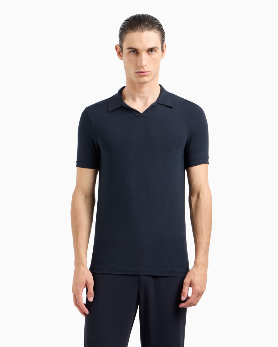 The world of armani POLO A MANICHE CORTE IN JERSEY DI VISCOSA STRETCH Nuova