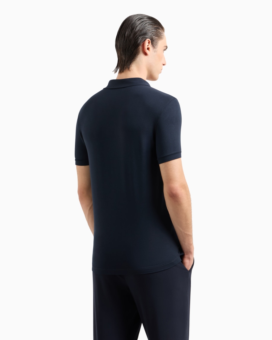 The world of armani POLO A MANICHE CORTE IN JERSEY DI VISCOSA STRETCH Nuova