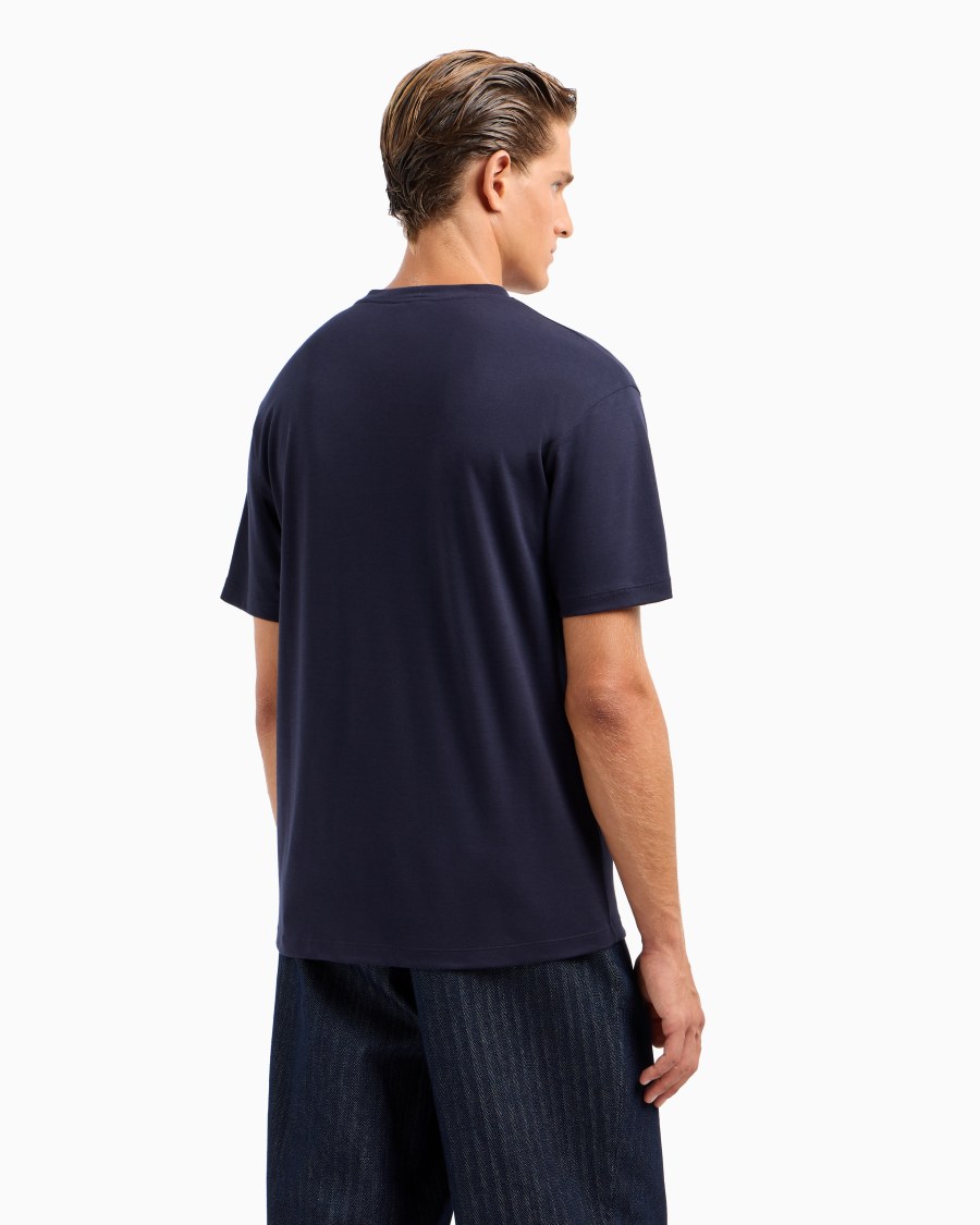 The world of armani T-SHIRT GIROCOLLO IN INTERLOCK DI COTONE E CASHMERE Nuovo