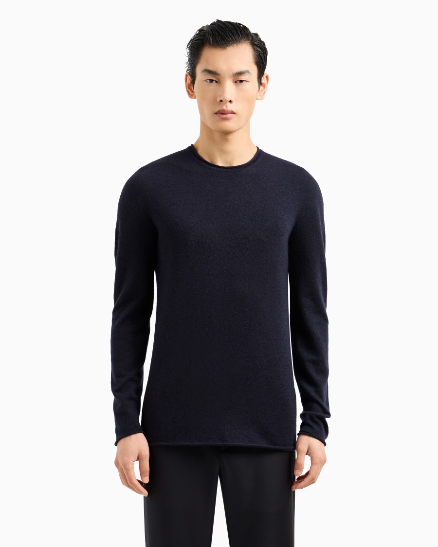 The world of armani MAGLIA GIROCOLLO ICON IN INTERLOCK DI CASHMERE Qualità Garantita