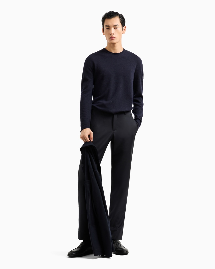 The world of armani MAGLIA GIROCOLLO ICON IN INTERLOCK DI CASHMERE Qualità Garantita