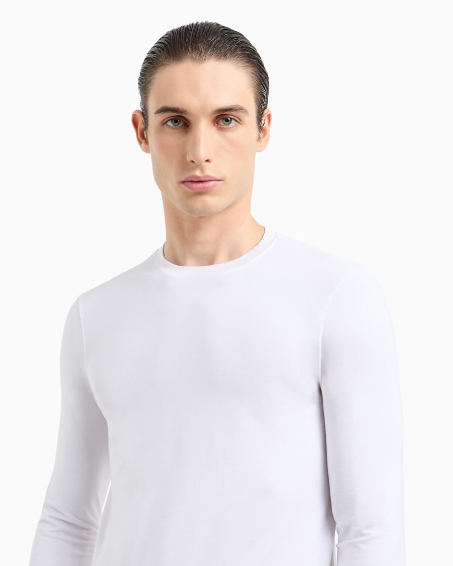 The world of armani MAGLIA GIROCOLLO A MANICHE LUNGHE IN JERSEY DI VISCOSA STRETCH Sconto