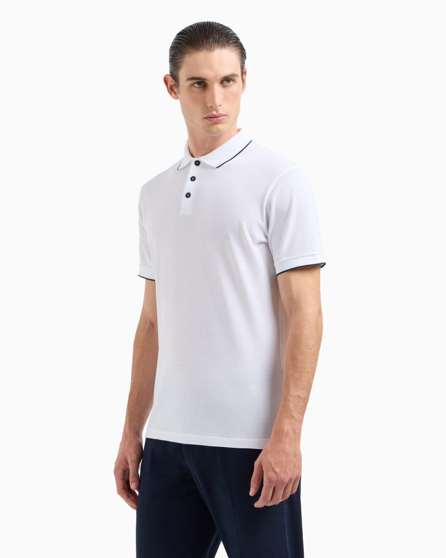 The world of armani POLO IN PIQUET DI COTONE FILO DI SCOZIA Acquista Ora