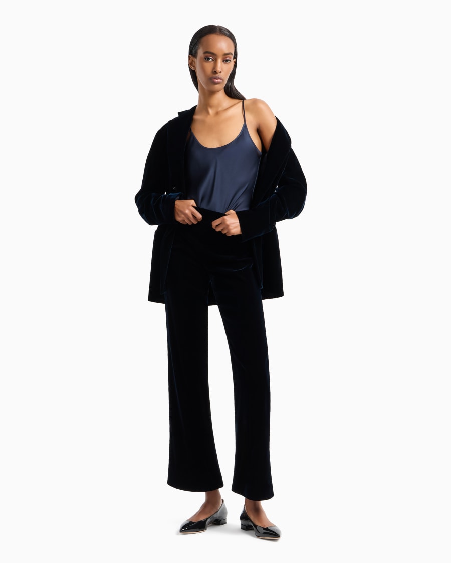 The world of armani PANTALONI CROPPED IN VELLUTO Affare Del Giorno