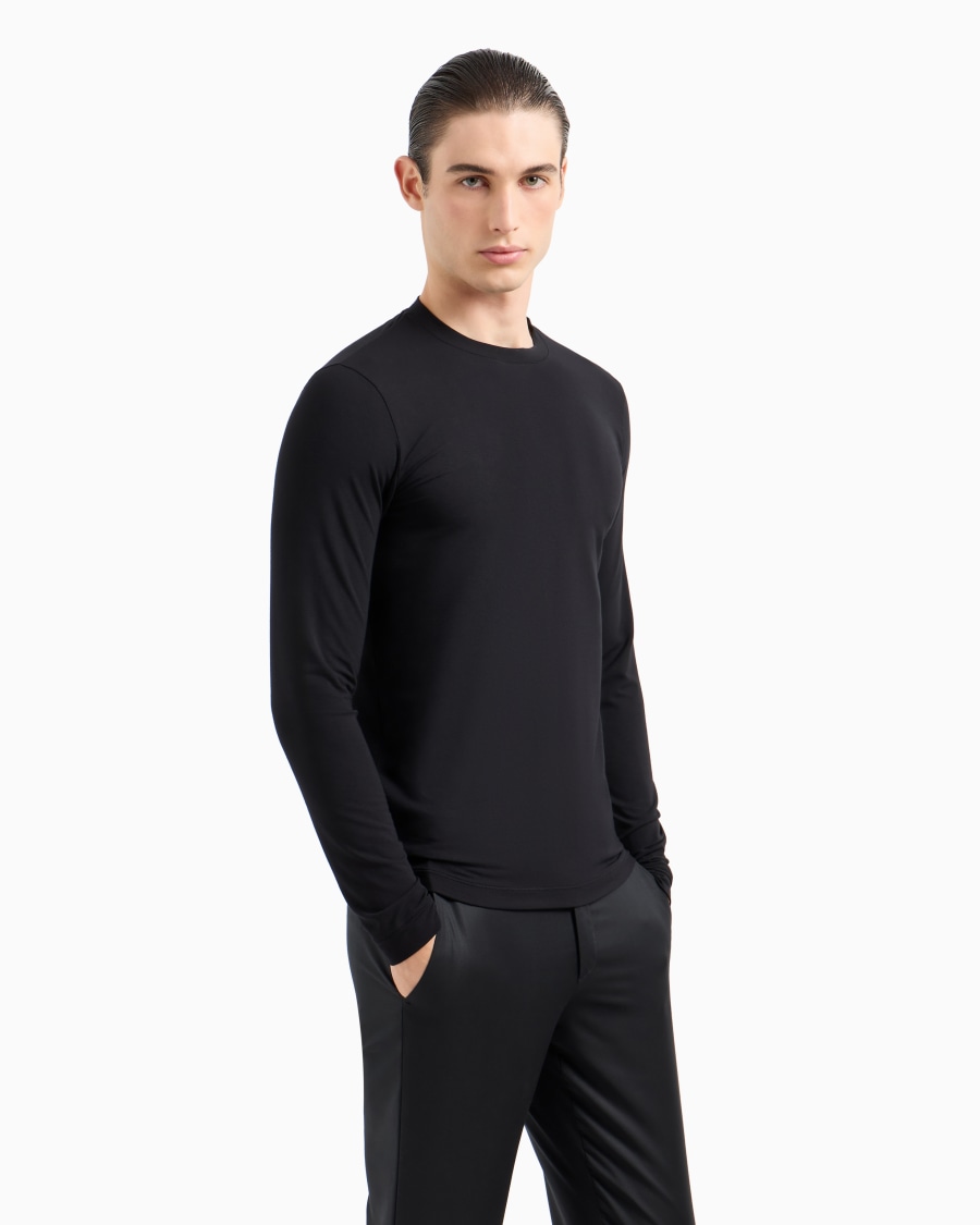 The world of armani MAGLIA GIROCOLLO A MANICHE LUNGHE IN JERSEY DI VISCOSA STRETCH Sottocosto