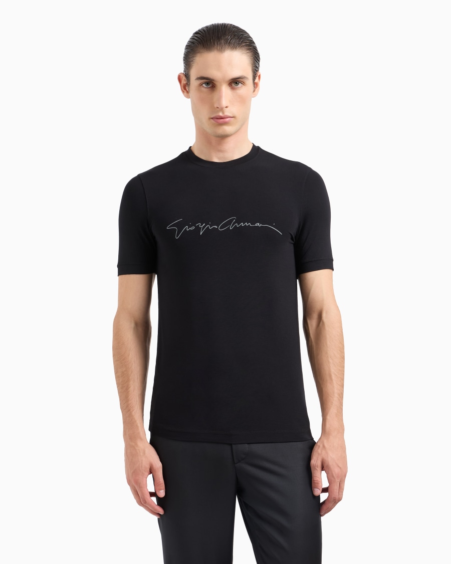 The world of armani T-SHIRT IN JERSEY BAMBOO DI VISCOSA STRETCH Saldi