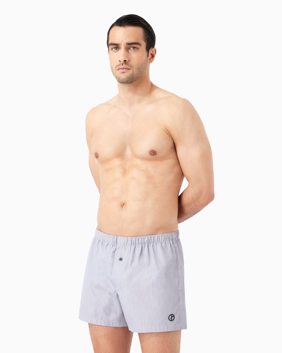 The world of armani BOXER IN COTONE CON LOGO RICAMATO Vendita Calda