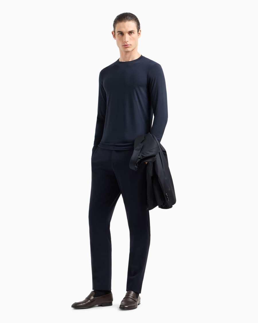 The world of armani MAGLIA GIROCOLLO A MANICHE LUNGHE IN JERSEY DI VISCOSA STRETCH Negozio