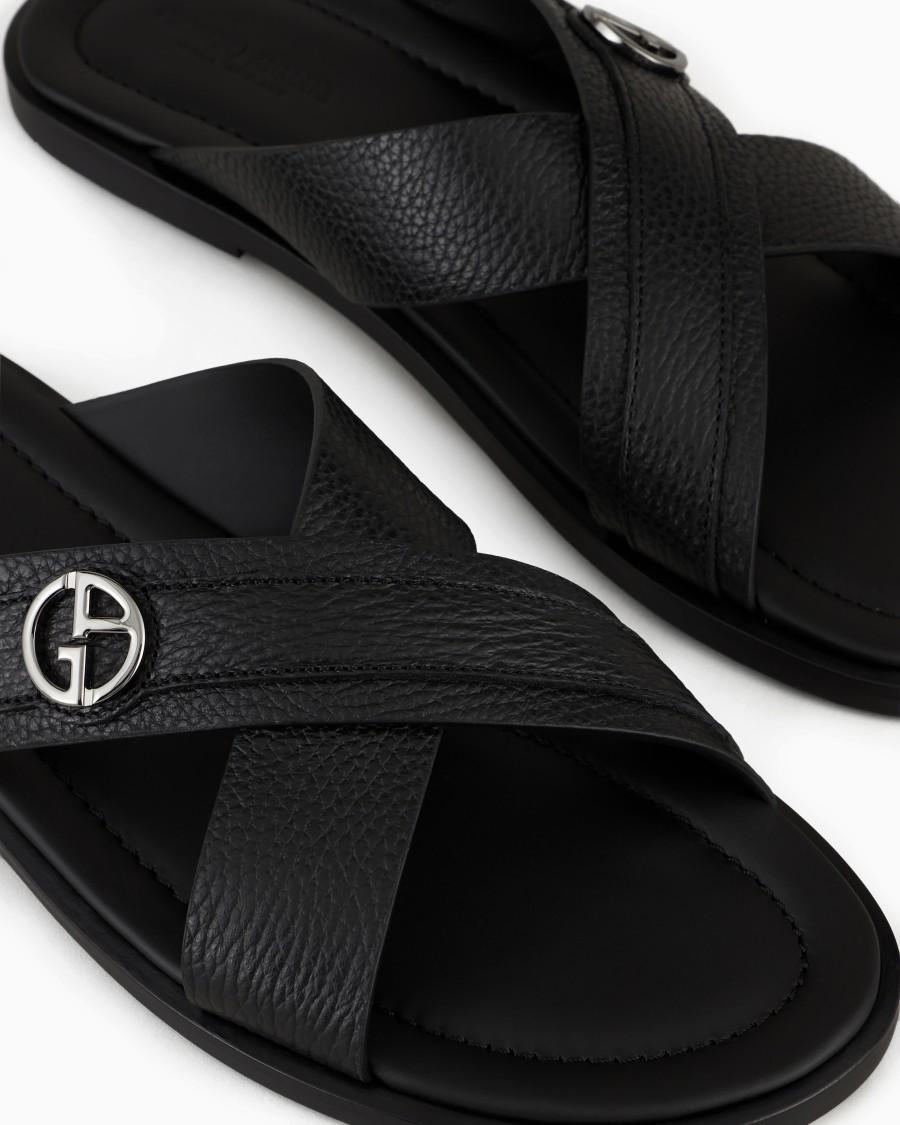 The world of armani SANDALI CROSS IN PELLE GRANATA In Saldo