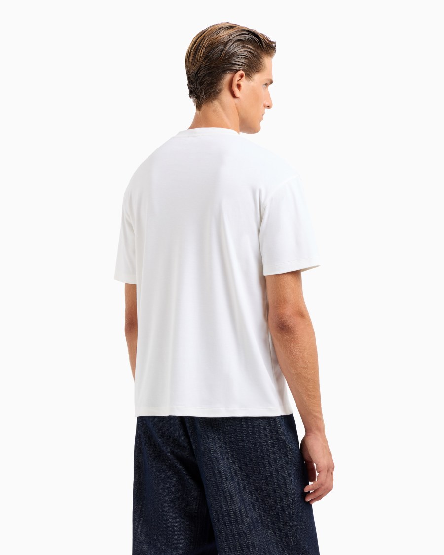 The world of armani T-SHIRT GIROCOLLO IN INTERLOCK DI COTONE E CASHMERE Moda