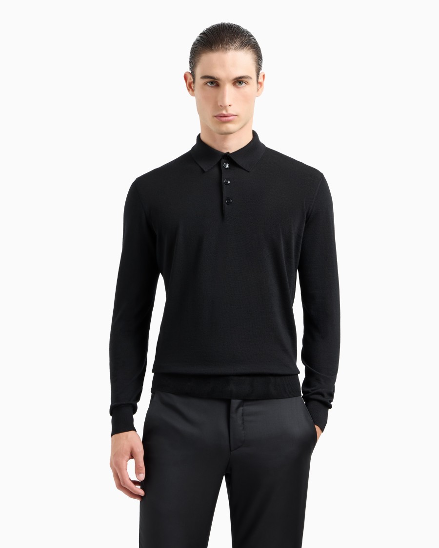 The world of armani POLO A MANICHE LUNGHE IN LANA VERGINE Italia