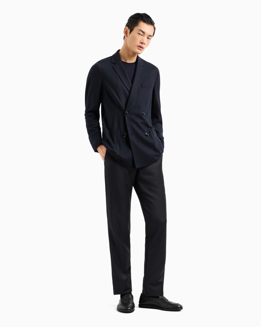 The world of armani GIACCA DOPPIOPETTO ICON IN INTERLOCK DI CASHMERE FOLLATO Qualità