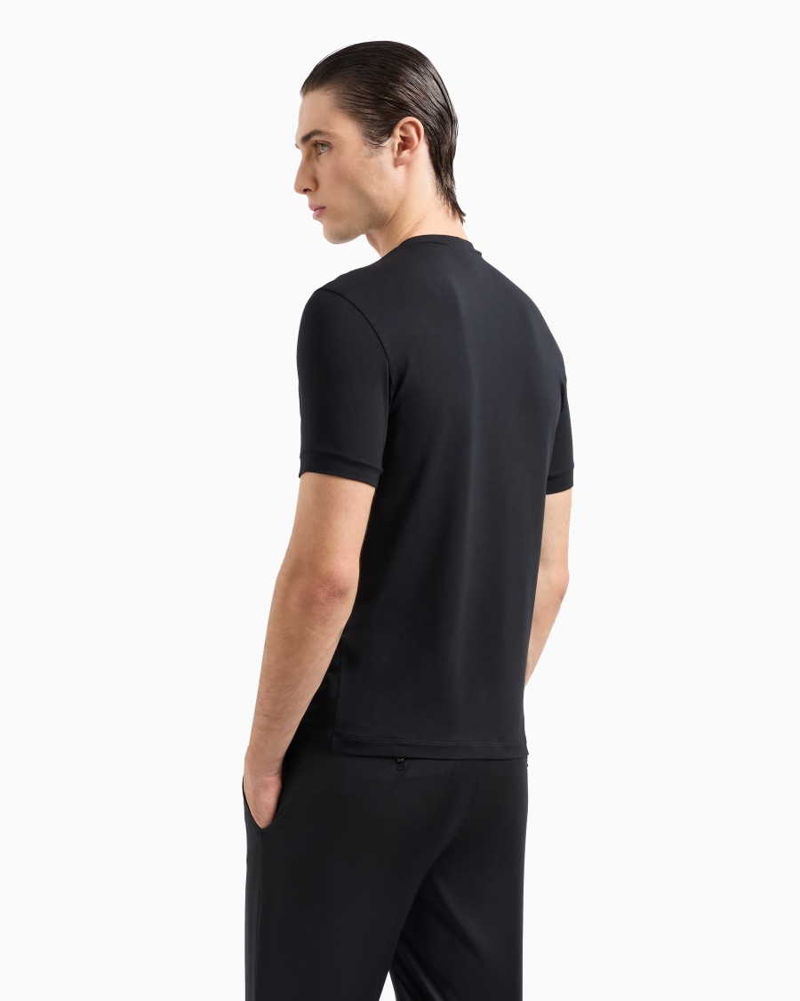 The world of armani T-SHIRT IN JERSEY BAMBOO DI VISCOSA STRETCH CON RICAMO GA Soddisfazione Garantita