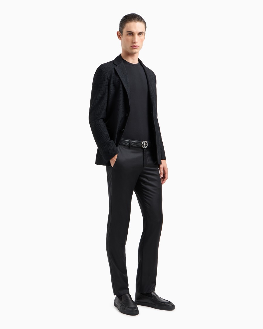 The world of armani T-SHIRT IN JERSEY BAMBOO DI VISCOSA STRETCH CON RICAMO GA Soddisfazione Garantita