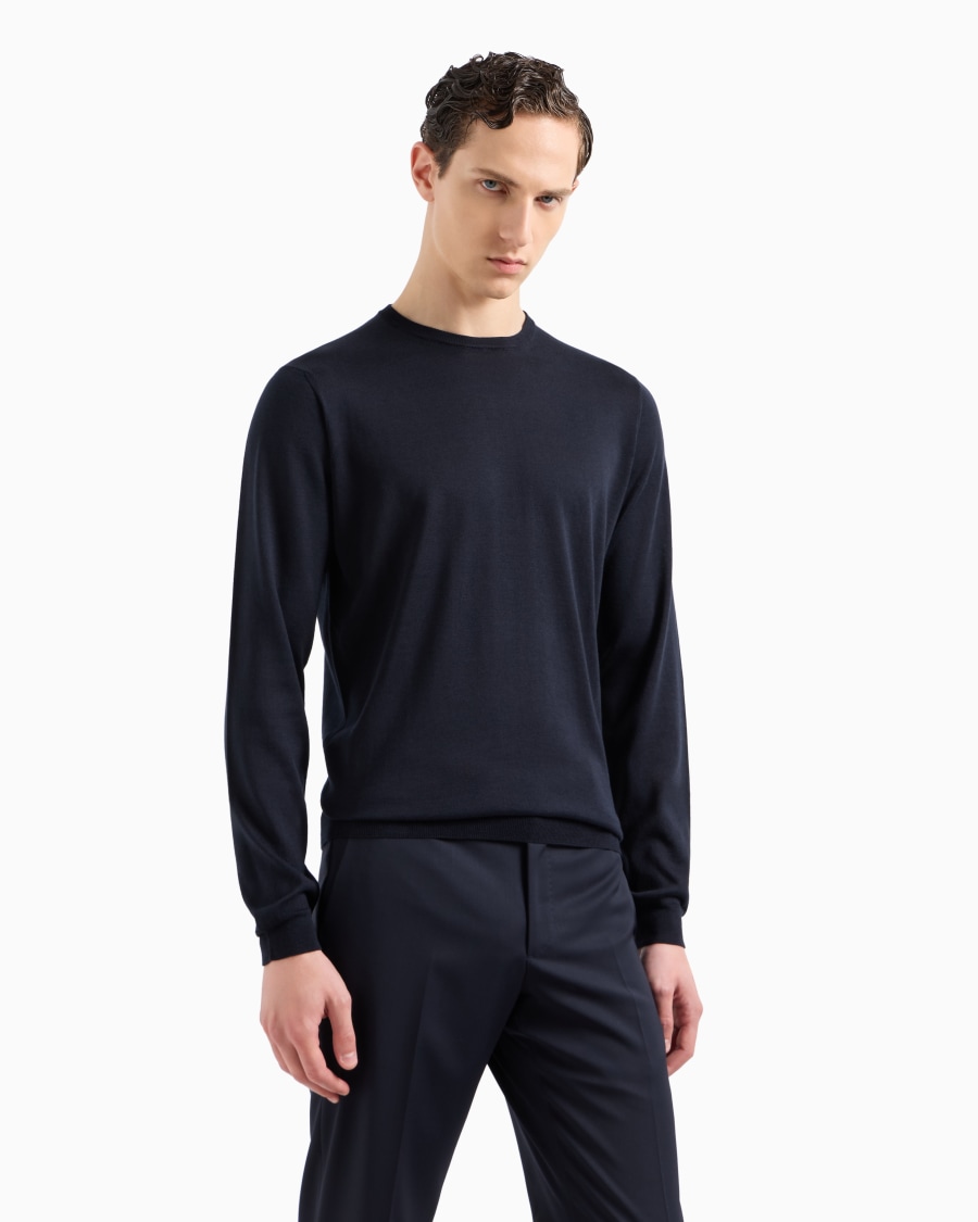 The world of armani MAGLIA GIROCOLLO A MANICA LUNGA IN SETA E COTONE Promozione