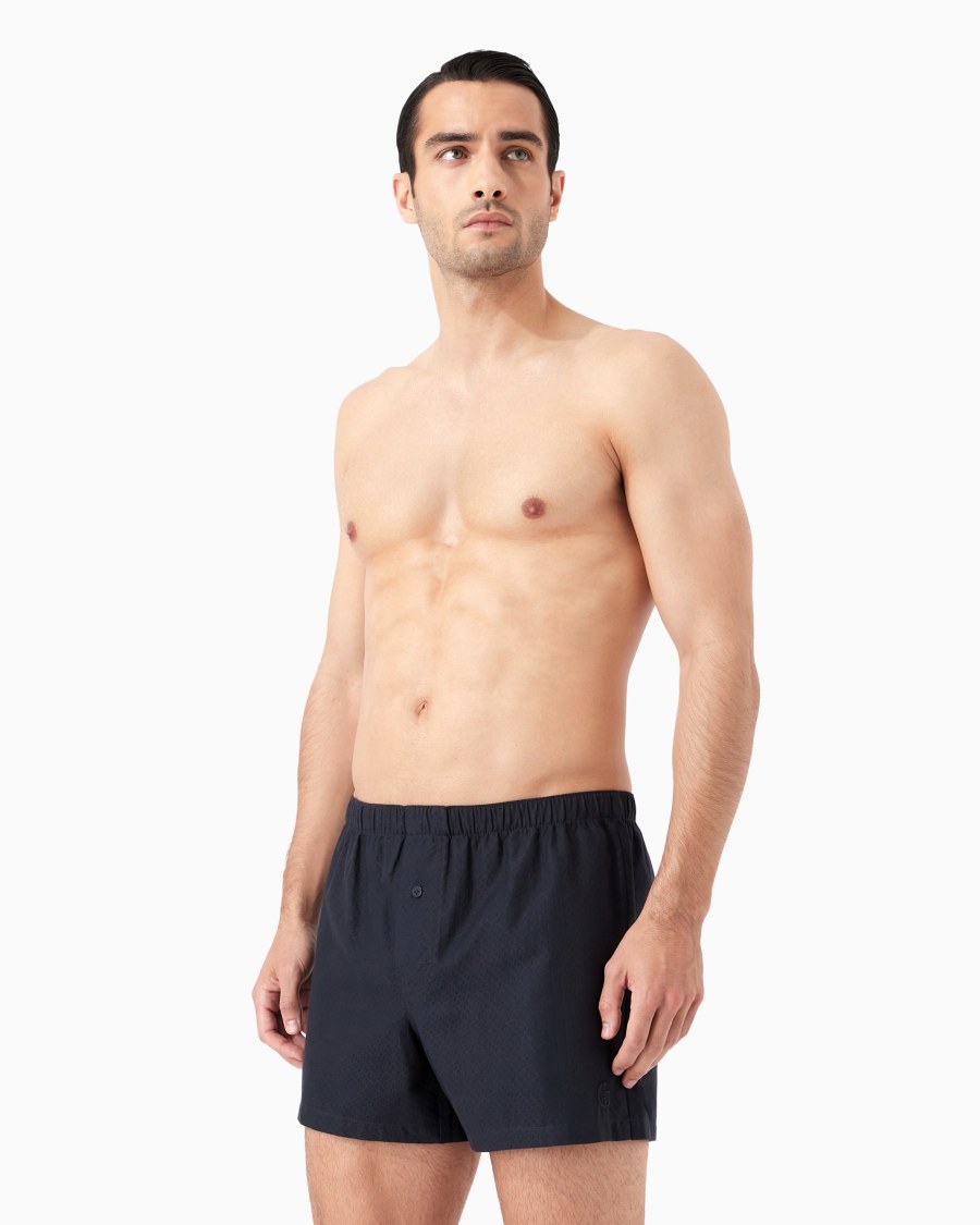 The world of armani BOXER IN COTONE CON LOGO RICAMATO Acquista Ora