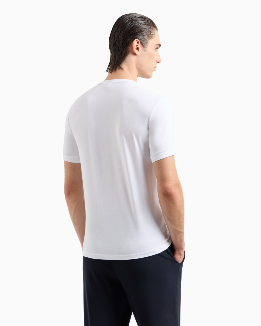 The world of armani T-SHIRT IN JERSEY BAMBOO DI VISCOSA STRETCH CON RICAMO GA Economico