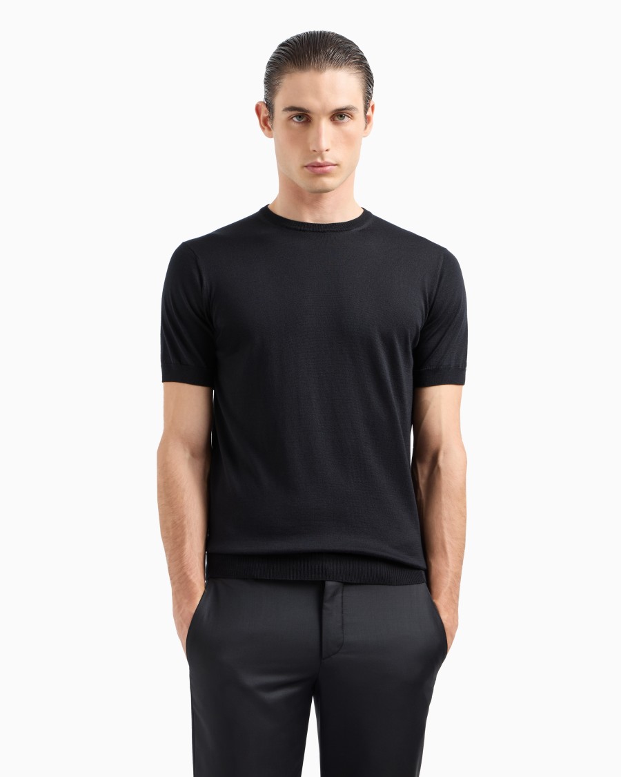 The world of armani MAGLIA GIROCOLLO IN SETA E COTONE Offerte