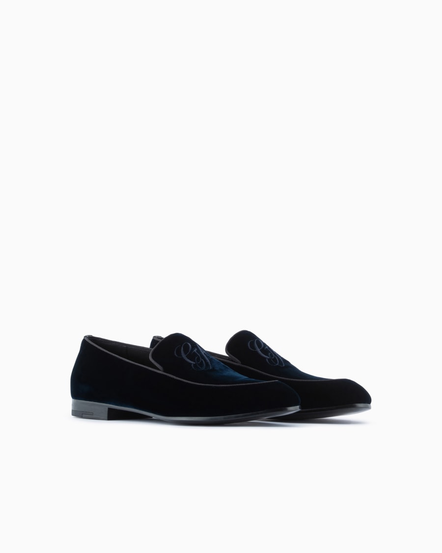 The world of armani MOCASSINI IN VELLUTO CON LOGO RICAMATO Hotsell